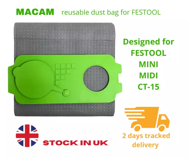 Macam Reusable Filter Bag for Festool Mini Midi-2 CT-15 dust extractors