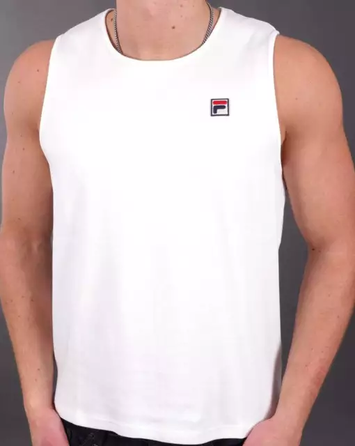 Fila Vintage Men's Lucah Vest White - Sleeveless, Tank Top, Holiday, Cotton