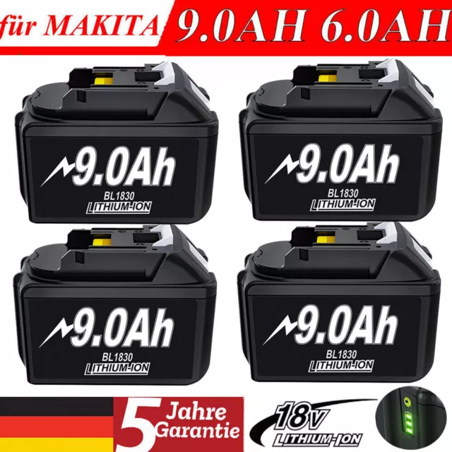 Für Makita Akku 18V 9,0AH 6AH BL1860B BL1850B BL1830 BL1820 LXT Lithium