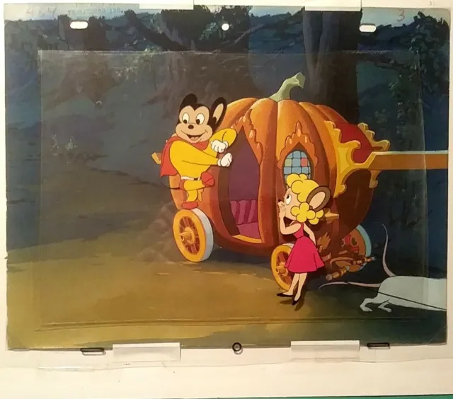 Terrytoons Mighty Mouse Magic Slipper Production Bg Setup 1948 12Fld Mint Framed