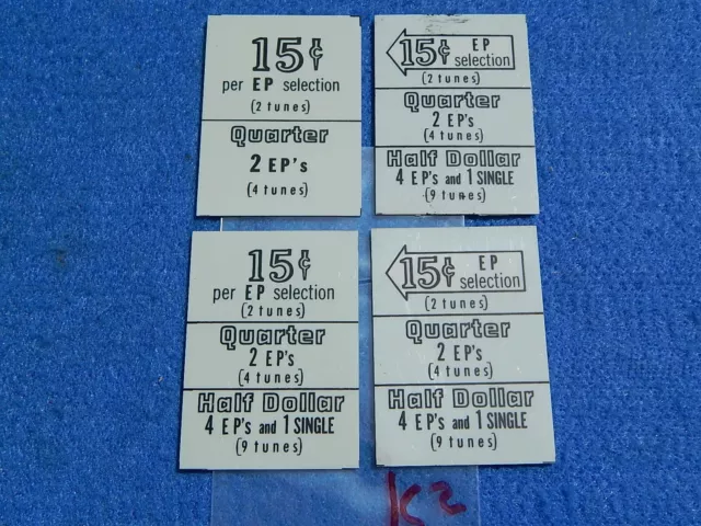 Seeburg 222 Pricing Windows: for EP Selections