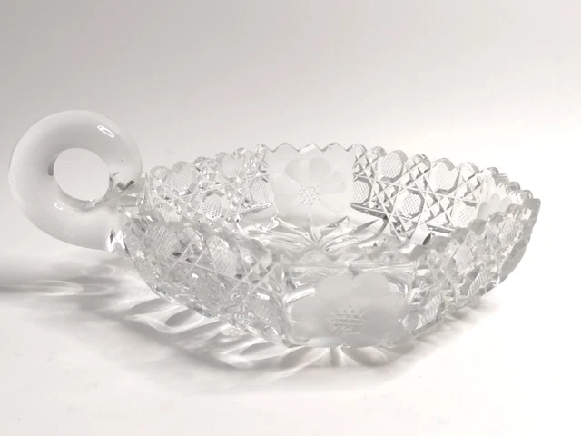 Vintage American Brilliant ABP Cut Glass Nappy Bowl - Flower Pattern