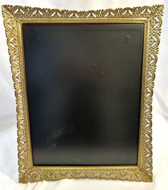 VTG Large Gold Metal Filigree Ornate Photo Picture Frame 11X14 Easel Wall Floral