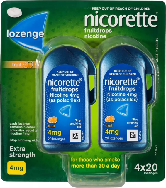 2x80 Pack Nicorette Quit Stop Smoking Extra Strength Nicotine Lozenge FruitDrops 2