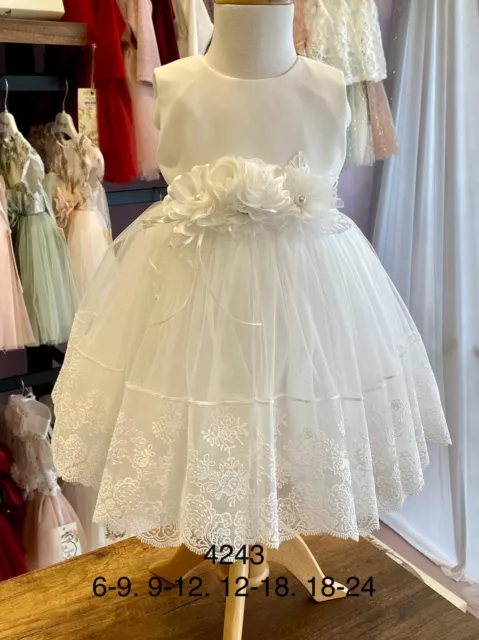 Baby Mädchen Tauf Kleid Festlich Kleid Neu Tüllkleid  Spitzenkleid Blumenkleid