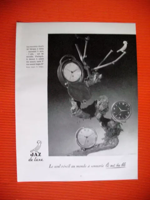 Publicite De Presse Jaz Horlogerie Reveil A La Sonnerie Innimitable Ad 1951