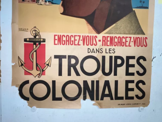 Rare affiche ancienne engagez vous dans les troupes coloniales par Sogno 3