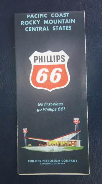 1964 Pacific Coast Rocky Mountains Central road map Phillips 66 0il gas route