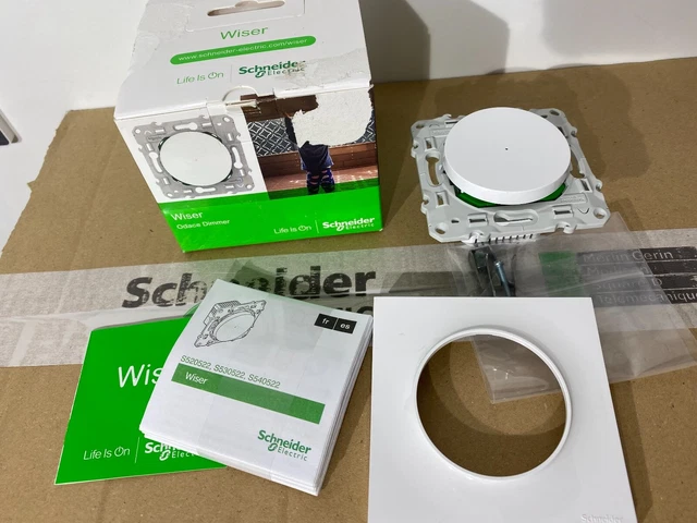 Schneider Electric S520513W Wiser Odace, variateur rotatif LED, 2fils, zigbee, Blanc