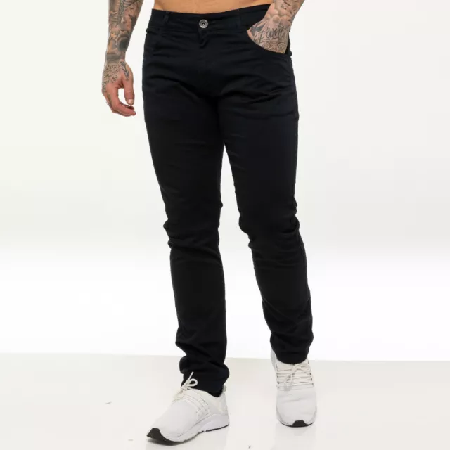 Kruze Mens Chino Trousers Slim Fit Skinny Leg Stretch Cotton Pants Jeans UK Size