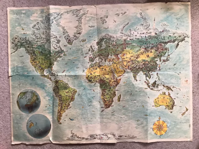Val Biro / James Galt & Co 1966 Pictorial World Map Poster (Balint Stephen Biro)