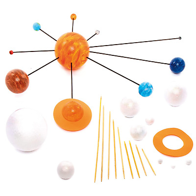 12 pigmenti colorati Pllieay Kit di sfere in schiuma con sistema solare 12 bastoncini di bambù include 14 palline di polistirolo di dimensioni miste 2 pennelli per pittura per progetti scolastici 