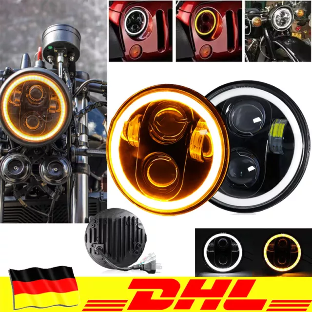 Für Harley Motorrad E-Geprüft 5.75'' LED-Scheinwerfer 5-3/4" Hi/Lo DRL Projektor