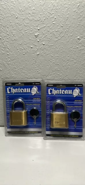 1 3/4″ Chateau Pad Lock - 2 solid brass chrome plated keys