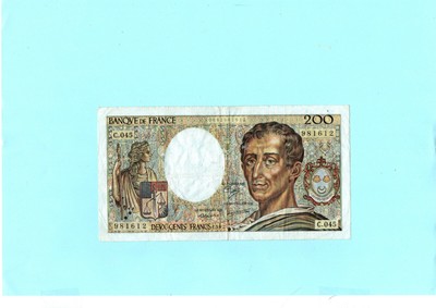 --BILLET DE BANQUE français-- --"200 frs--MONTESQUIEU--1987-"francs