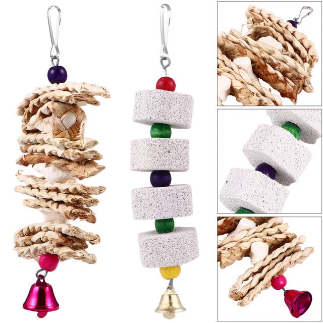 2 Pcs Conure Käfig Spielzeug Beißspielzeug Für Papageien Schaukel Kauen