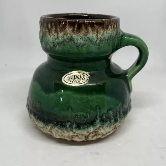 Jopeko Keramik Vase Tischvase Krugvase Blumenvase 60/70er Jahre Retro Grün