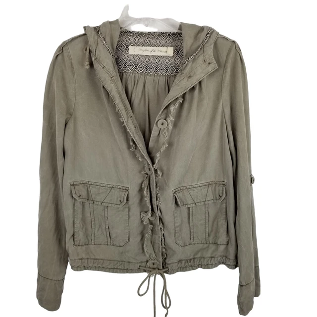 Daughter of The Liberation Anthropologie Womens XS Army Green Hooded Jacket