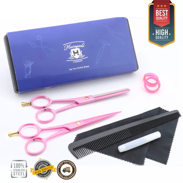 Hair Cutting Scissors Shears Barber Salon Hairdressing Styling Thinning Set Pink