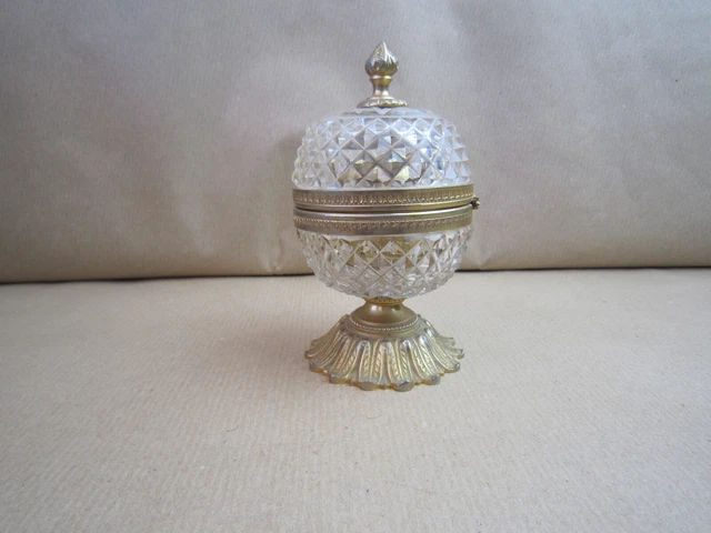 Briquet De Table Vintage Verre Et Laiton