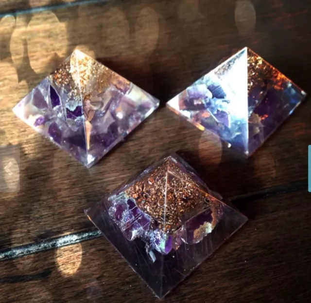 Amethyst Small 25mm Baby Chakra Orgone Organite EMF Pocket Pyramid 2