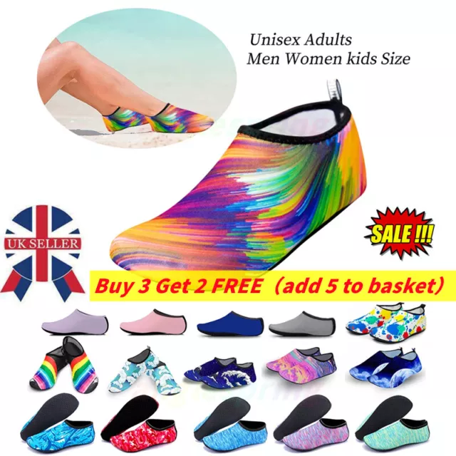 Adults/Kids Water Shoes Non-Slip.Aqua Socks Beach Swim Pool Surf Wetsuit UK-Size