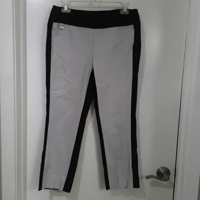 LISETTE L Montreal Two Tone Black/Lt. Gray Stretch Pull On Cropped Pants Size 8