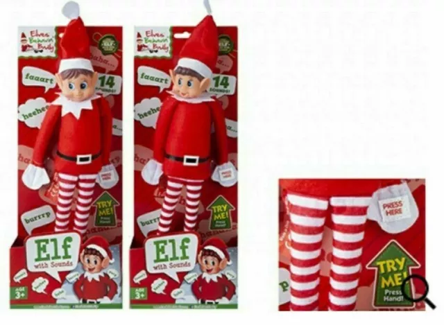 12'' Inch Red Naughty Elf Boy & Girl With Sound Elves Behaving Badly Christmas