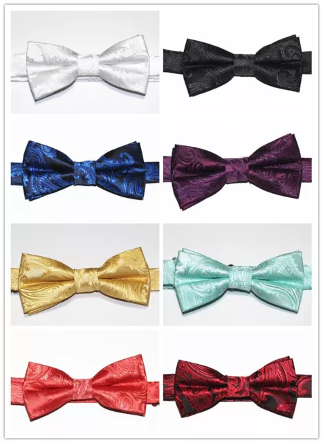 Boy Straight Cut PAISLEY PATTERN Pre-tied Bow tie Kids Bowtie Wedding Party Prom