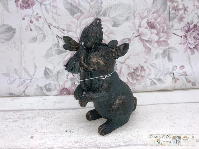 Lepre Coniglio Fata Elfo Figura Decorazione Vintage Casa di Campagna Gartenelfe