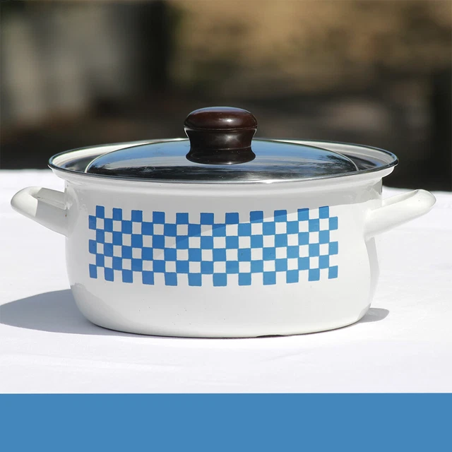 ANCIEN TRÈS GRAND FAITOUT CASSEROLE JAPY LUXE EMAILLE JAUNE tbe EUR 36