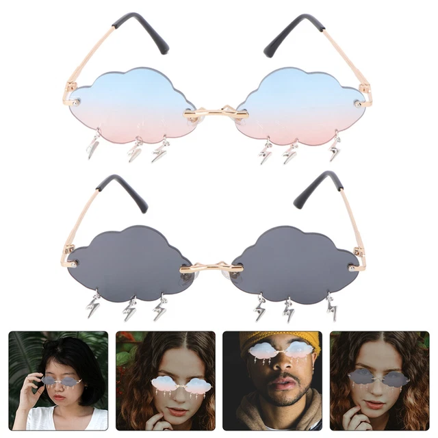 2 Pairs Frameless Sunglasses Women Cloud Sunglasses Fashion Sunglasses Men Beach