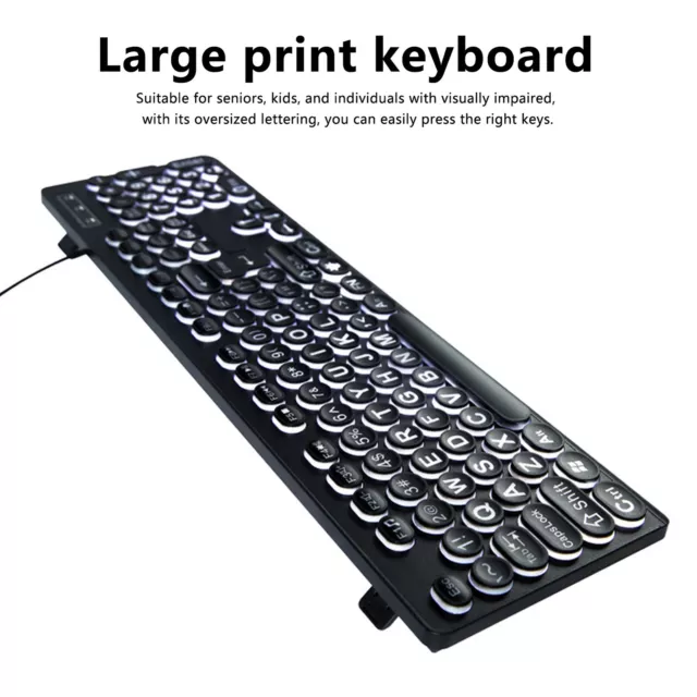 Computer Keyboard 104 Key USB Wired Backlit Gaming Keyboard Large Print