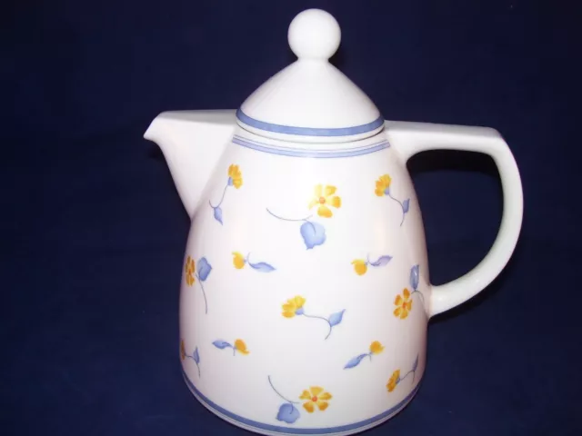 Mitterteich Yellow Blue Flowers Porcelain Teapot Coffee Pot Bavaria Germany