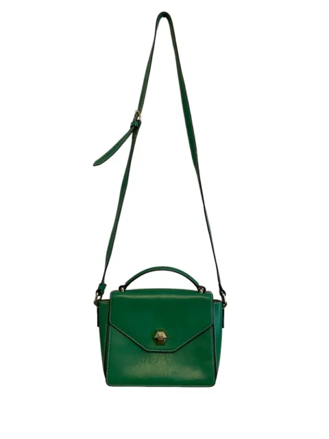 Frances Valentine Green Mini Midge Leather Crossbody Bag Handle Structured