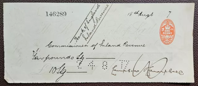 1917 Royal Bank of Scotland, Bishopsgate Branch, London GB Cheque