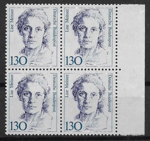 Bund 1988 ** Mi 1366 Frauen 130Pf im Viererblock VB 4er Block Rand rechts 03731F