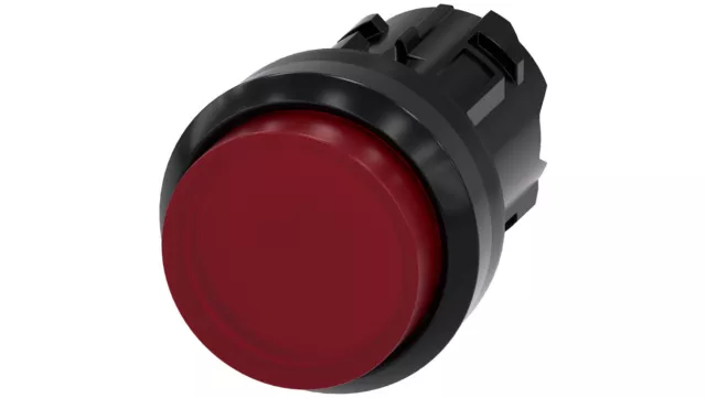 Bouton haut, lumineux, 22 mm, rond, plastique rouge, avec fonction de ret /T2FR