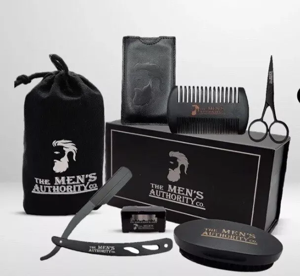 Beard Kit for Men, Beard Grooming Kit Boar Bristle Brush, Comb, Razor Growth Kit