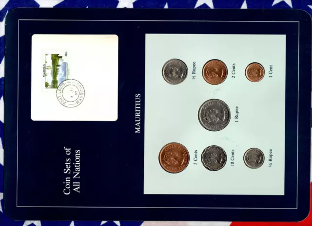 Coin Sets of All Nations Mauritius 1, 1/2, 1/4 Rupee, 10, 5, 2, 1 cents 1978 UNC