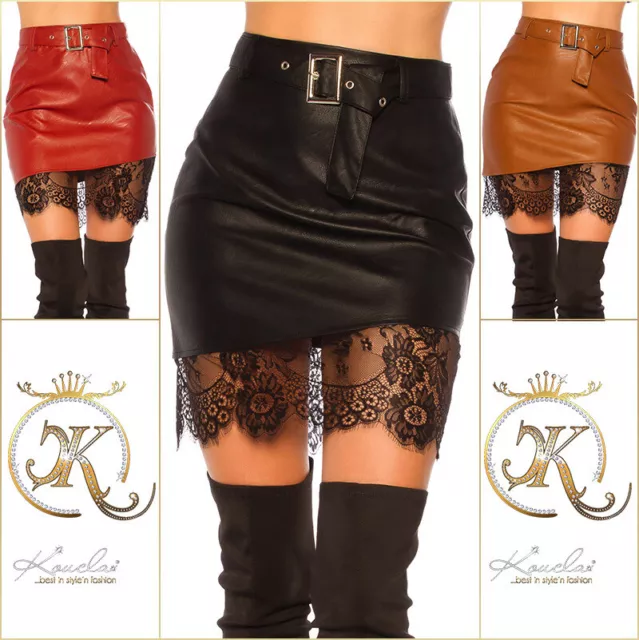 Jupe simili cuir et dentelle online