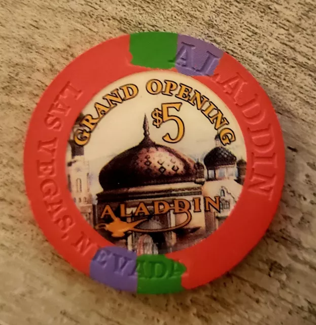 $5 Aladdin Grand Opening Limited Edition Casino Chip Las Vegas Nevada