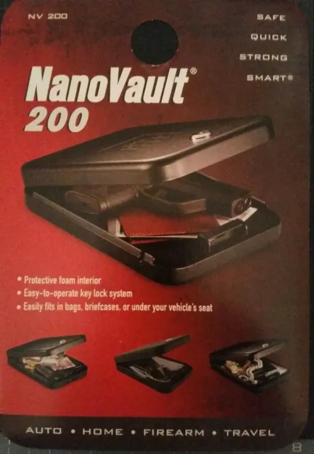 GunVault NV200 NanoVault 2 Keys Lock.with 1,500.lb test security cable.