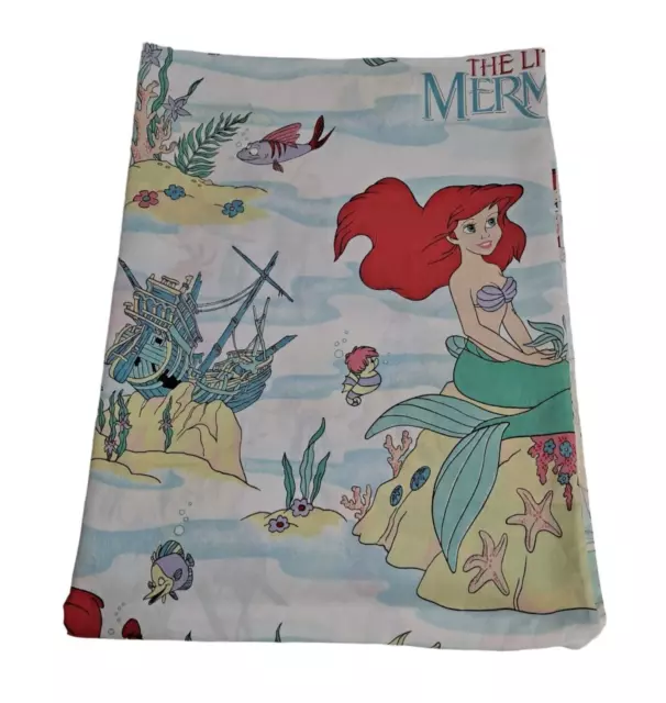 Vintage Disney Little Mermaid Twin Bed Sheet 90s Ariel Childrens Bedding Cutter