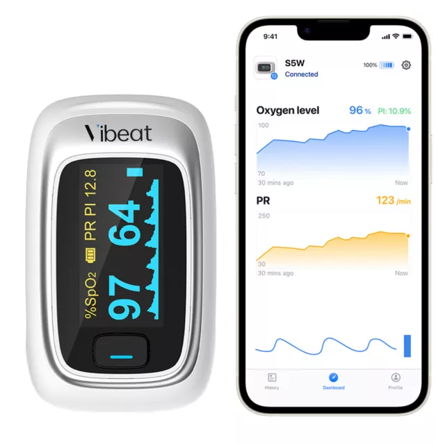 Bluetooth Finger Pulse Oximeter OLED Oxygen Saturation Monitor with alarm, App