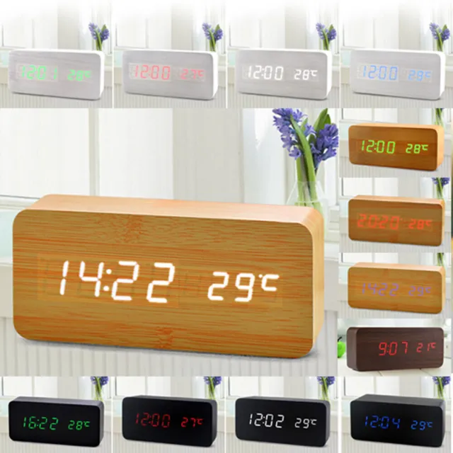 Modern Digital LED Alarm Clock Desk Snooze Brightness Display USB/Battery US