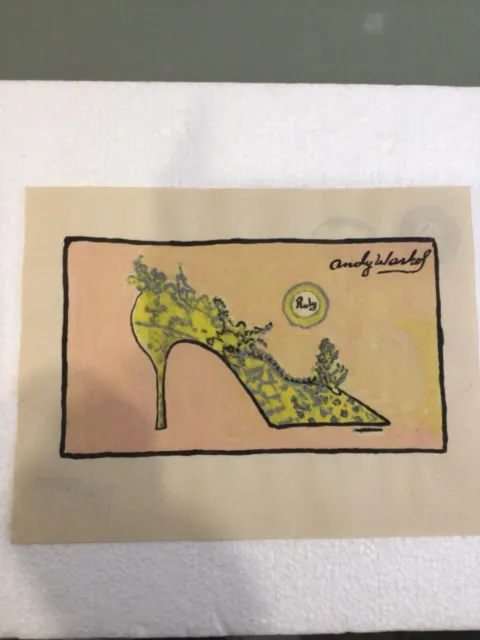 Dessin Andy Warhol fais à la main peinture sur vieux papier signe estampillée