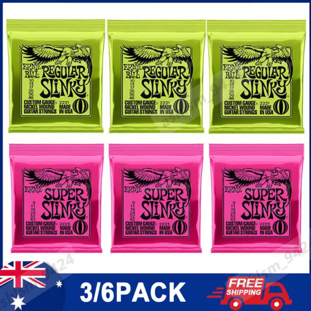 3/6 Pack For Ernie Ball Electric Guitar Strings Slinky 2221(10-46) 2223 (9-042)