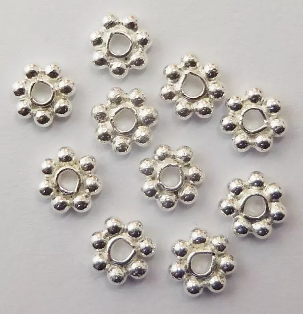 60 Stück 6MM Bali Blume Daisy Zwischenperlen Sterling Versilbert AS-741