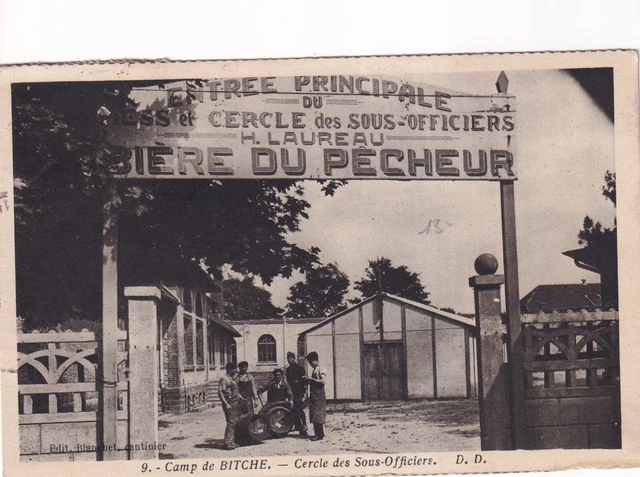 Carte postale ancienne postcard CAMP DE BITCHE cercle AUREAU bière du pêcheur